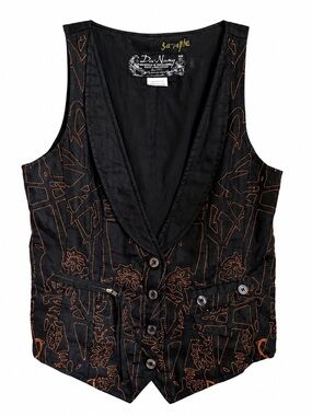 Da-Nang Sample‎ Piece Vest Black Embroidered Utility Waistcoat Archive Y2K Small
